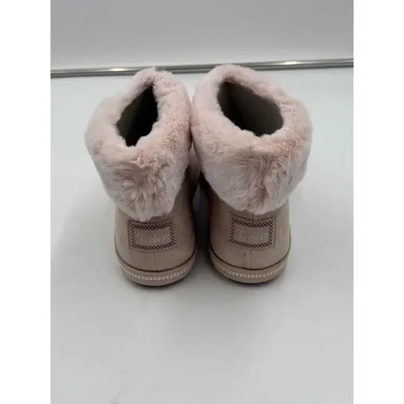 Skechers Campfire Slipper Bootie Boot Blush Pink Faux Fur Size 8 Memory Foam - Picture 3 of 12